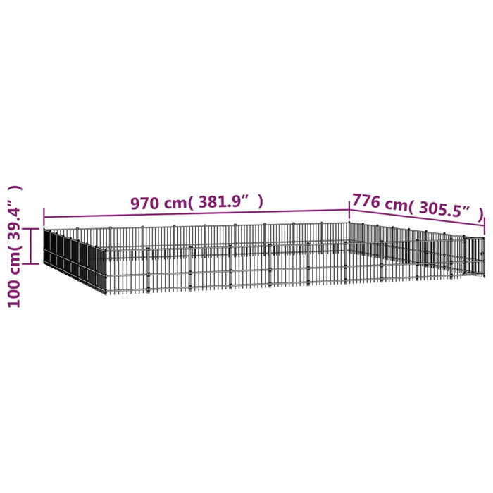 Padoc pentru câini de exterior, 75,27 m², oțel - WALTI WALTI