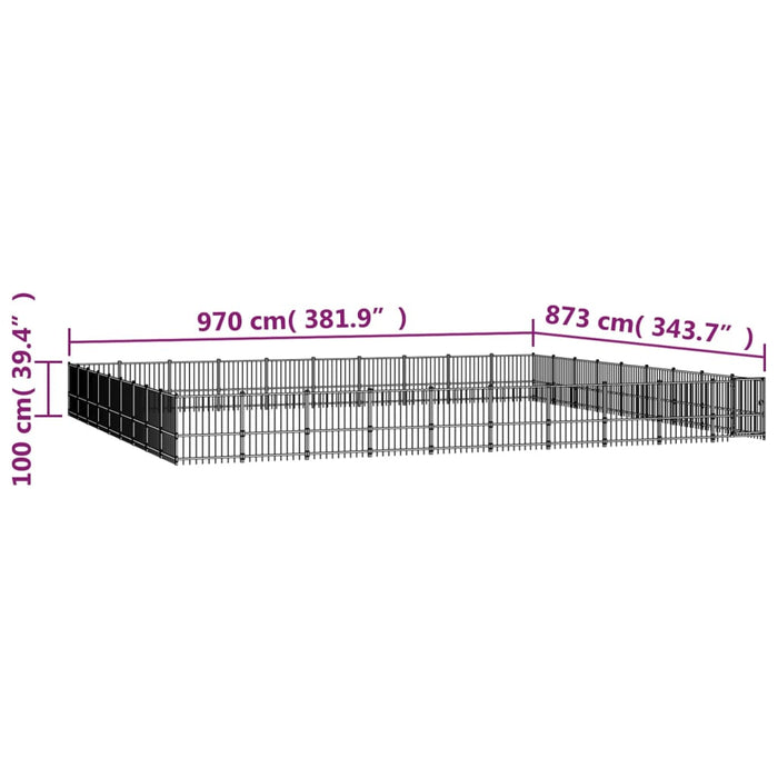 Padoc pentru câini de exterior, 84,68 m², oțel - WALTI WALTI