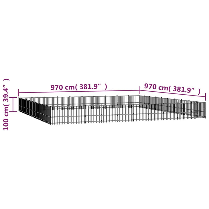 Padoc pentru câini de exterior, 94,09 m², oțel - WALTI WALTI