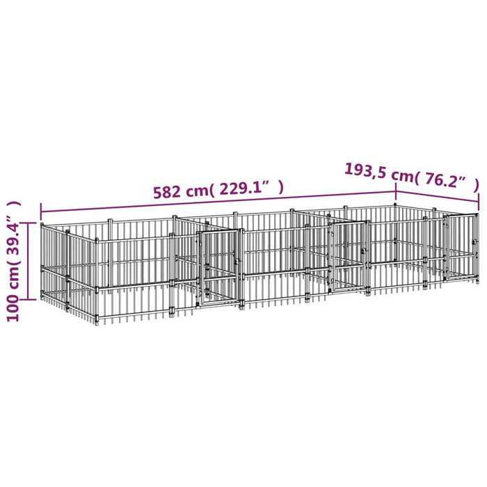Padoc pentru câini de exterior, 11,26 m², oțel - WALTI WALTI