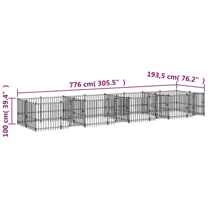 Padoc pentru câini de exterior, 15,02 m², oțel - WALTI WALTI