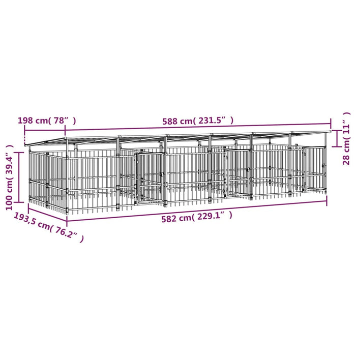 Padoc pentru câini de exterior cu acoperiș, 11,26 m², oțel - WALTI WALTI