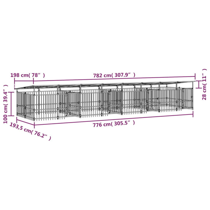 Padoc pentru câini de exterior cu acoperiș, 15,02 m², oțel - WALTI WALTI