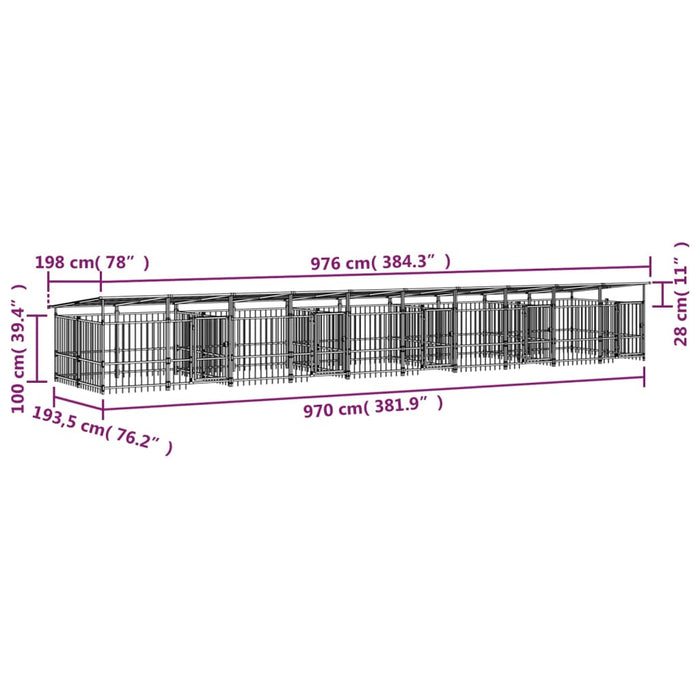 Padoc pentru câini de exterior cu acoperiș, 18,77 m², oțel - WALTI WALTI