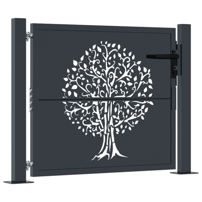 Poartă pentru grădină, antracit, 105x105 cm, oțel, design copac - WALTI WALTI