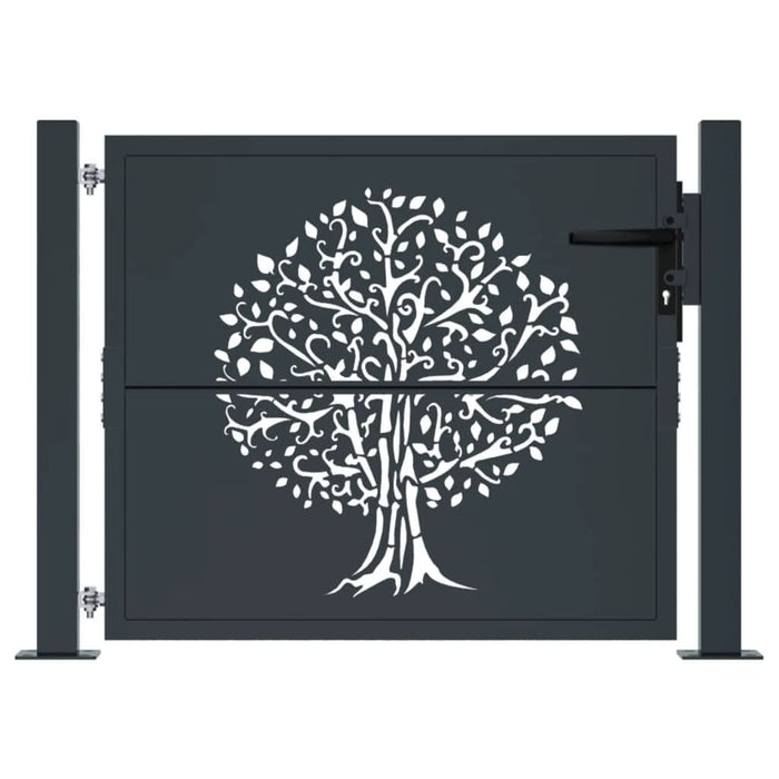Poartă pentru grădină, antracit, 105x105 cm, oțel, design copac - WALTI WALTI