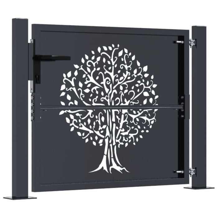 Poartă pentru grădină, antracit, 105x105 cm, oțel, design copac - WALTI WALTI