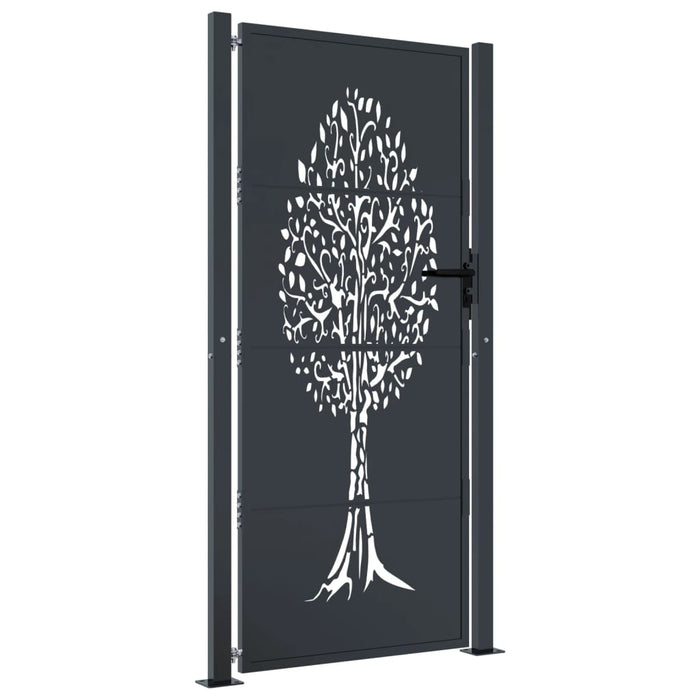 Poartă pentru grădină, antracit, 105x180 cm, oțel, design copac - WALTI WALTI