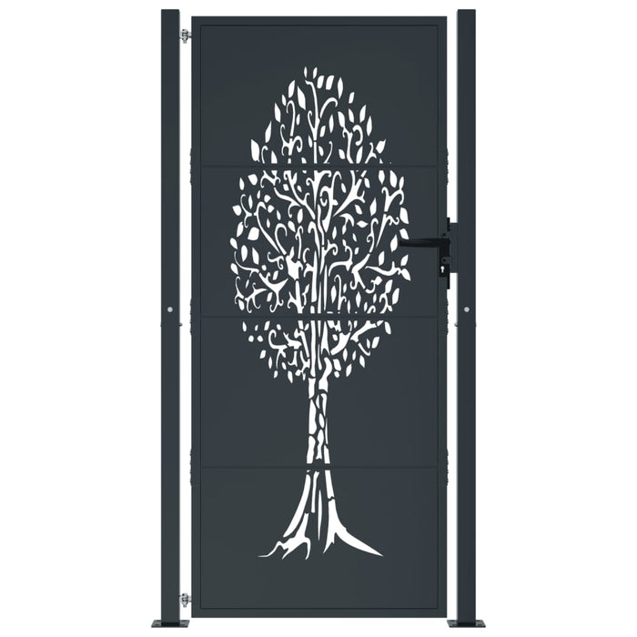 Poartă pentru grădină, antracit, 105x180 cm, oțel, design copac - WALTI WALTI
