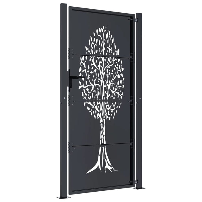 Poartă pentru grădină, antracit, 105x180 cm, oțel, design copac - WALTI WALTI
