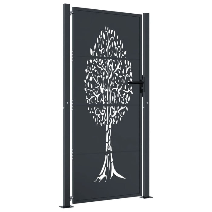 Poartă pentru grădină, antracit, 105x205 cm, oțel, design copac - WALTI WALTI