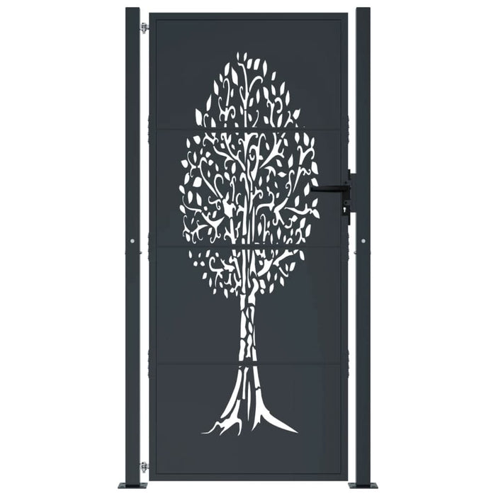 Poartă pentru grădină, antracit, 105x205 cm, oțel, design copac - WALTI WALTI