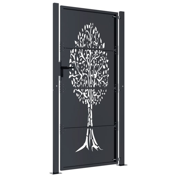 Poartă pentru grădină, antracit, 105x205 cm, oțel, design copac - WALTI WALTI