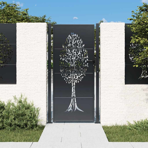 Poartă de grădină antracit 100x200 cm oțel model copac - WALTI WALTI