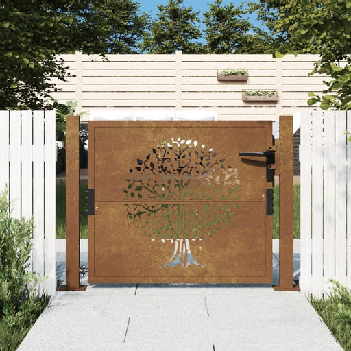 Poartă pentru grădină, 105x105 cm, oțel corten, model copac - WALTI WALTI