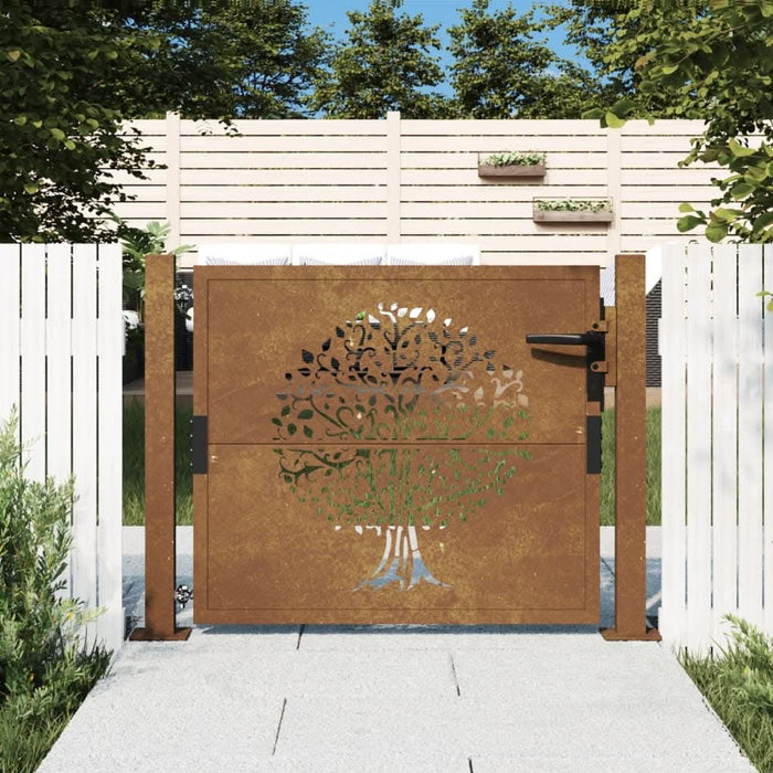 Poartă pentru grădină, 105x105 cm, oțel corten, model copac - WALTI WALTI