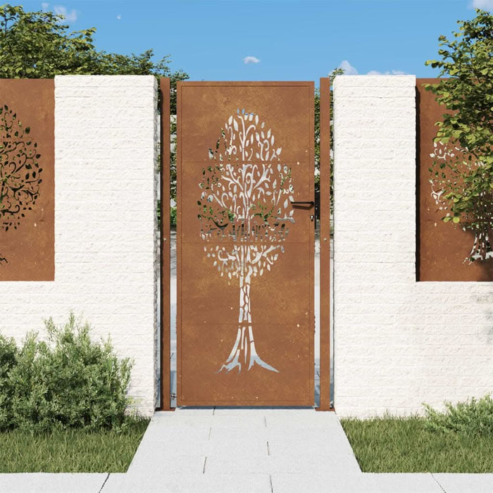 Poartă de grădină, 105x205 cm, oțel corten, model copac - WALTI WALTI