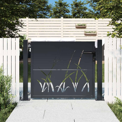 Poartă de grădină antracit 100x100 cm oțel model iarbă - WALTI WALTI