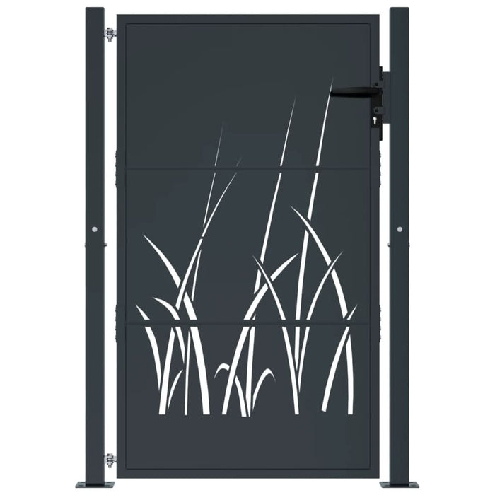 Poartă pentru grădină, antracit, 105x155 cm, oțel, model iarbă - WALTI WALTI
