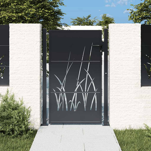 Poartă de grădină antracit 100x150 cm oțel model iarbă - WALTI WALTI