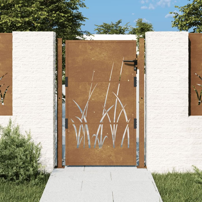 Poartă pentru grădină, 105x130 cm, oțel corten, model iarbă - WALTI WALTI
