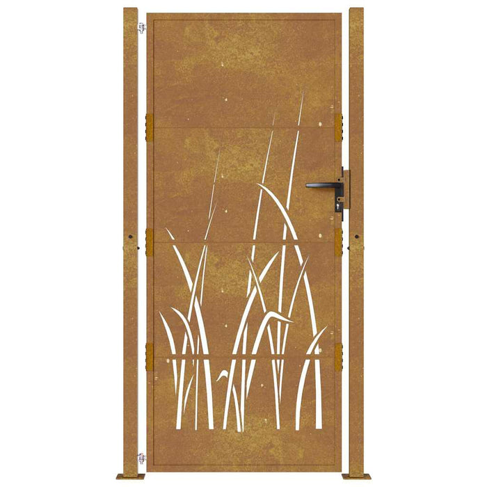 Poartă de grădină 100x175 cm, oțel corten, design cu iarbă WALTI