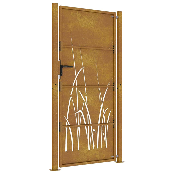 Poartă de grădină 100x175 cm, oțel corten, design cu iarbă WALTI