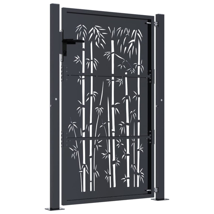 Poartă pentru grădină, antracit, 105x130 cm, oțel, model bambus - WALTI WALTI