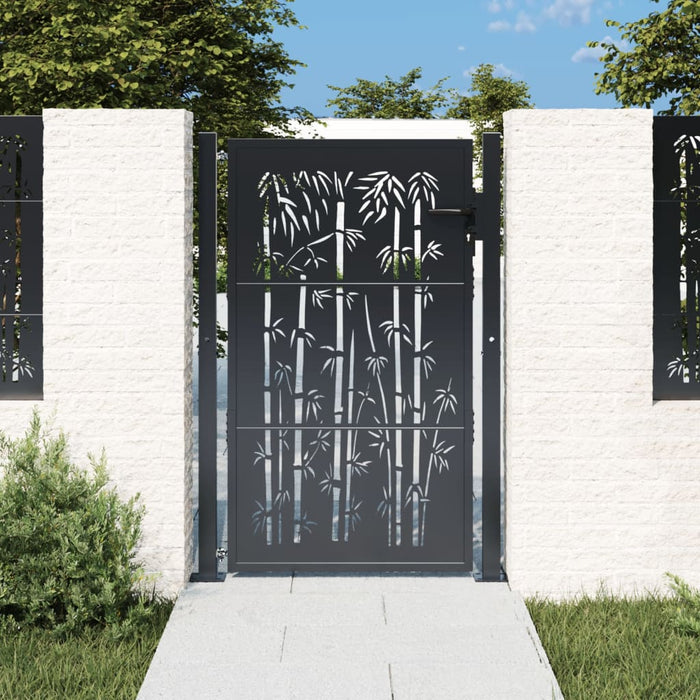 Poartă pentru grădină, antracit, 105x130 cm, oțel, model bambus - WALTI WALTI