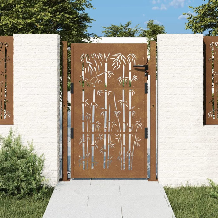 Poartă pentru grădină, 105x130 cm, oțel corten, model bambus - WALTI WALTI