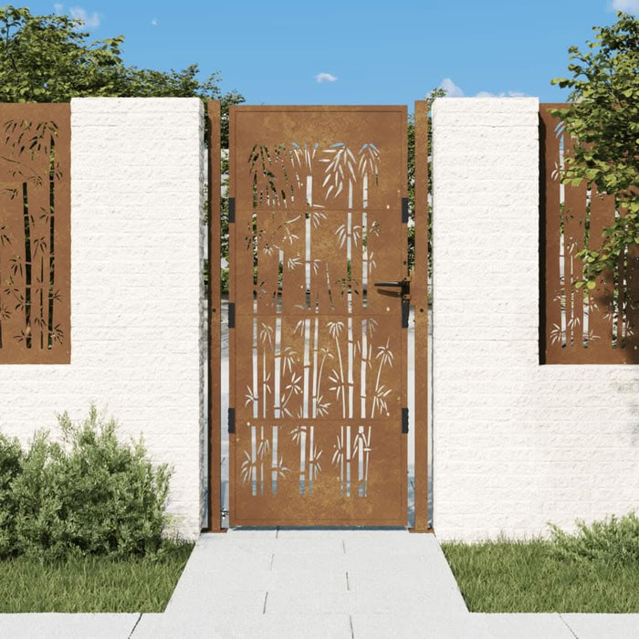 Poartă pentru grădină, 105x205 cm, oțel corten, model bambus - WALTI WALTI