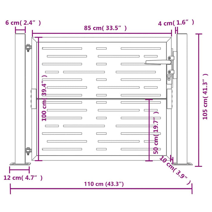 Poartă de grădină antracit 100x100 cm oțel, design pătrat WALTI