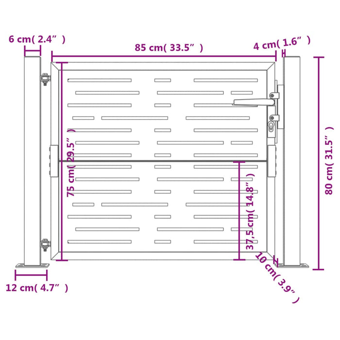 Poartă pentru grădină, 105x80 cm, oțel corten, dreptunghiuri - WALTI WALTI