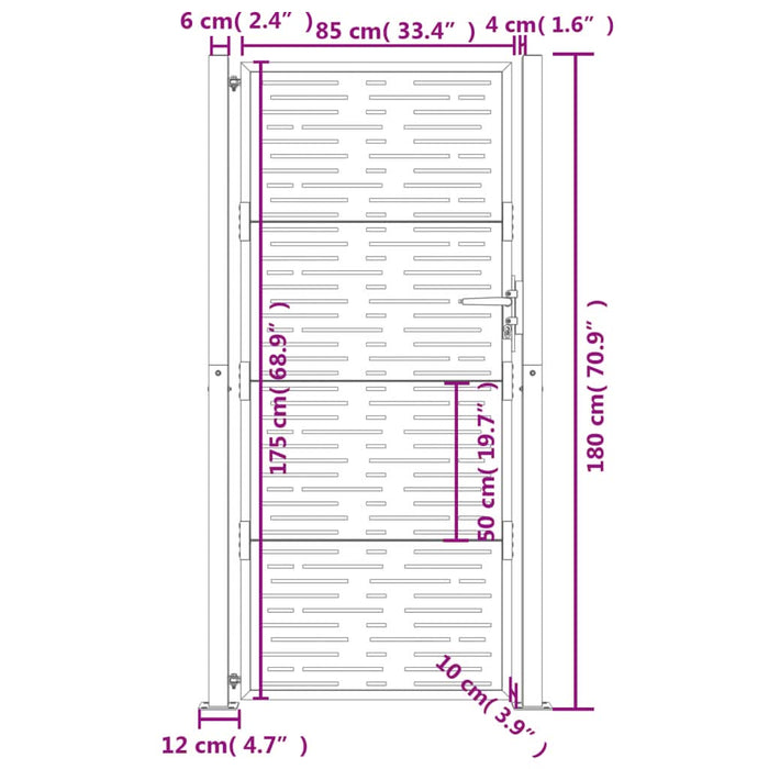 Poartă pentru grădină, 105x180 cm, oțel corten, dreptunghiuri - WALTI WALTI