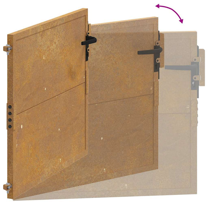 Poartă de grădină 100x100 cm, oțel Corten WALTI