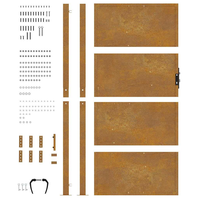 Poartă de grădină 100x175 cm, oțel Corten WALTI