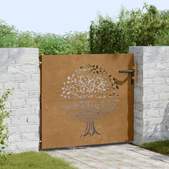 Poartă de grădină 85x75 cm, oțel corten, design copac WALTI