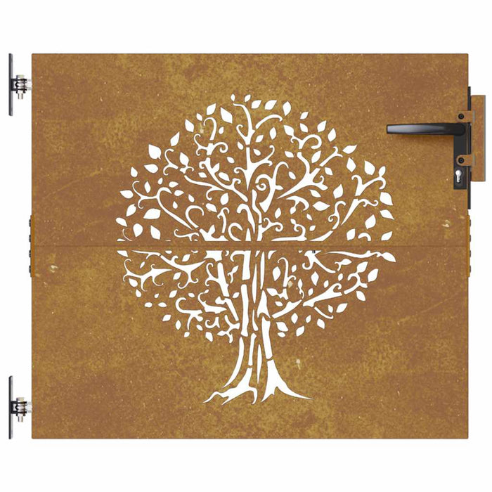 Poartă de grădină 85x75 cm, oțel corten, design copac WALTI