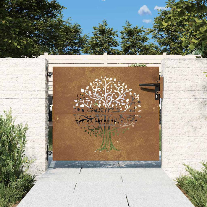 Poartă de grădină 85x75 cm, oțel corten, design copac WALTI