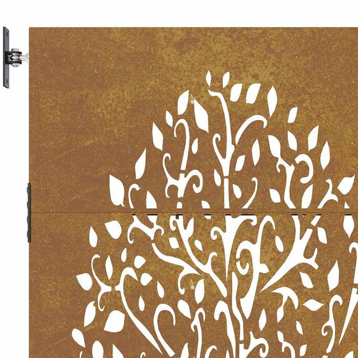 Poartă de grădină 85x100 cm, oțel corten, design copac WALTI