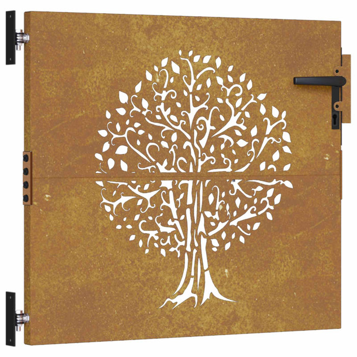 Poartă de grădină 85x100 cm, oțel corten, design copac WALTI