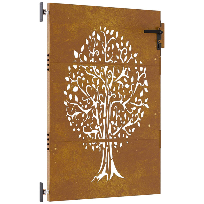 Poartă de grădină 85x150 cm, oțel corten, design copac WALTI