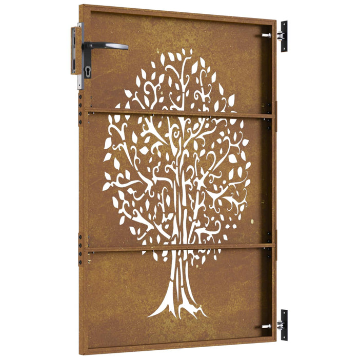 Poartă de grădină 85x150 cm, oțel corten, design copac WALTI