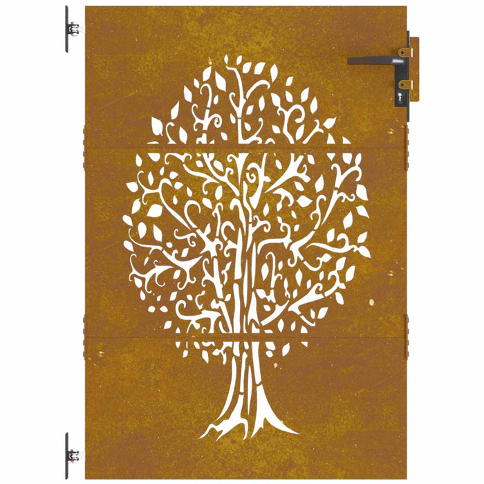 Poartă de grădină 85x150 cm, oțel corten, design copac WALTI