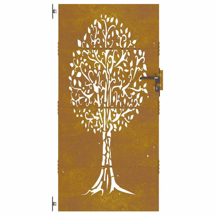 Poartă de grădină 85x175 cm, oțel corten, design copac WALTI