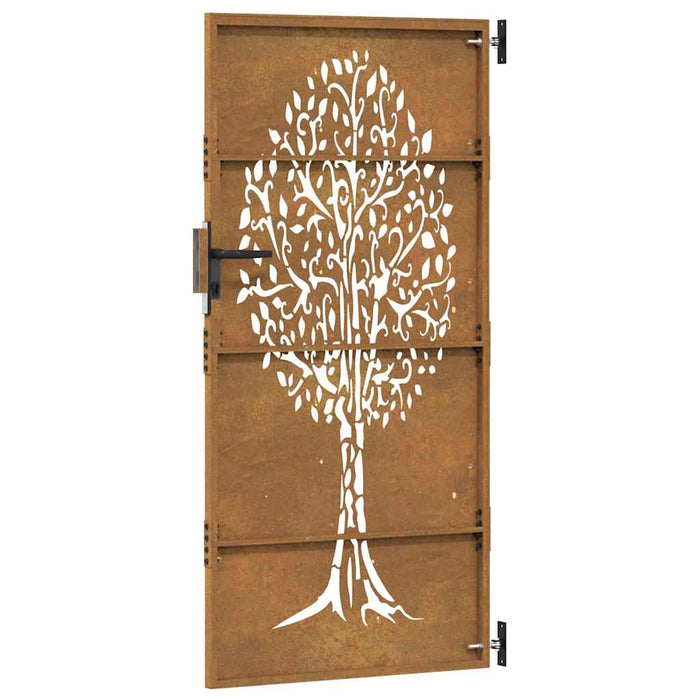 Poartă de grădină 85x175 cm, oțel corten, design copac WALTI