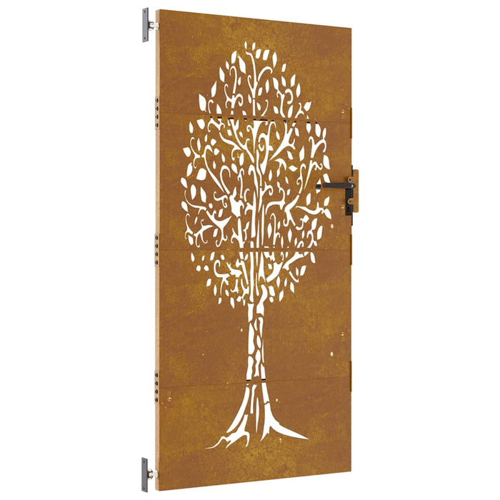 Poartă de grădină 85x200 cm, oțel corten, design copac WALTI