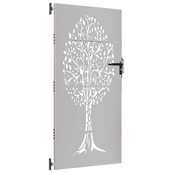 Poartă de grădină 85x200 cm, oțel corten, design copac WALTI