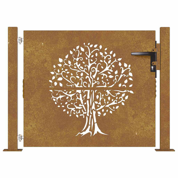 Poartă de grădină 100x75 cm, oțel corten, design copac WALTI