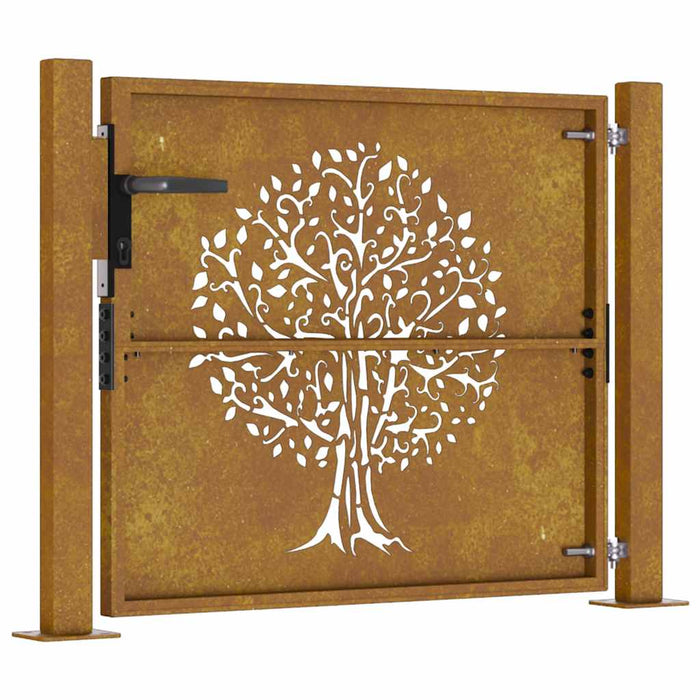 Poartă de grădină 100x75 cm, oțel corten, design copac WALTI